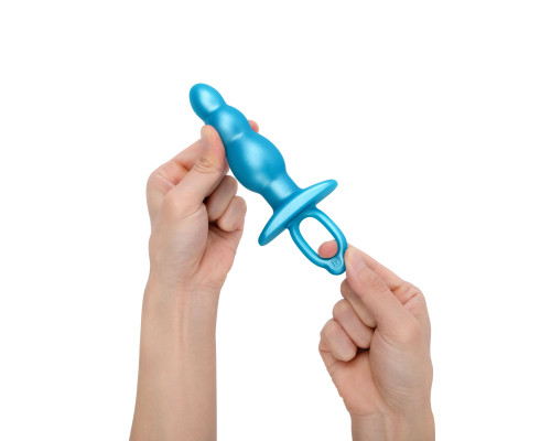 Голубая анальная пробка-елочка из силикона Bounce Plug - 14,3 см.