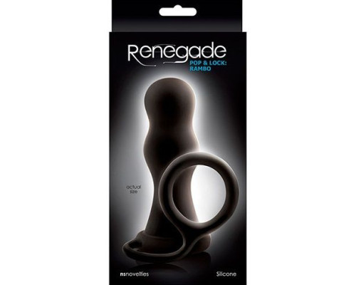 Черная анальная пробка с эрекционным кольцом Renegade Pop   Lock Rambo