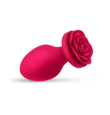 Малиновая анальная втулка с основанием-розой - 7 см.