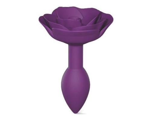 Фиолетовая анальная пробка с ограничителем-розой Open Rose Size S Butt Plug