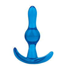 Голубой анальный стимулятор Tear Drop Butt Plug - 8,9 см.