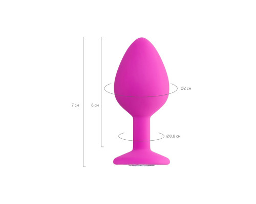 Розовая анальная втулка Brilliant с прозрачным кристаллом - 8 см.