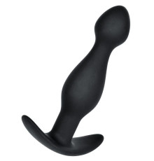 Черная силиконовая анальная пробка с ограничителем - 11,5 см.