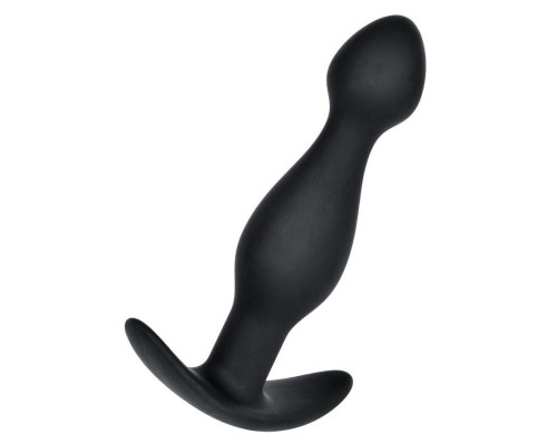 Черная силиконовая анальная пробка с ограничителем - 11,5 см.