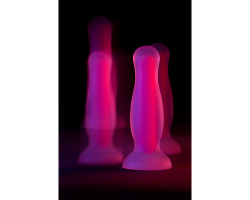 Розовая, светящаяся в темноте анальная втулка Cain Glow - 10 см.