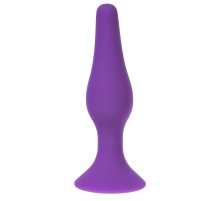 Фиолетовая силиконовая анальная пробка размера L - 12,2 см.