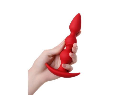 Красная силиконовая анальная втулка Trio - 16 см.