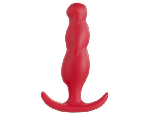 Красная анальная пробка с волнообразным рельефом - 13 см.