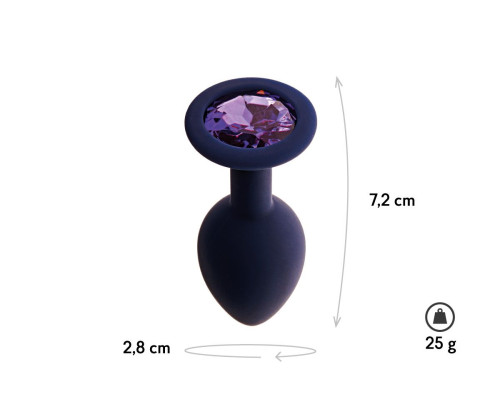 Черничная анальная пробка с фиолетовым кристаллом Gamma S - 7,2 см.