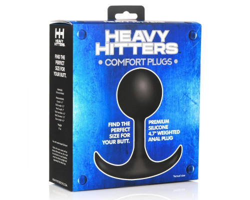 Черная анальная пробка с утяжелением Comfort Plugs Premium Silicone 4.7’’ Weighted Round Plug - 12 см.