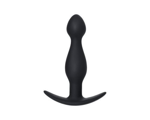 Черная силиконовая анальная пробка с ограничителем - 11,5 см.