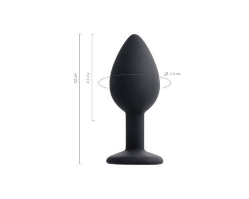 Черная анальная втулка с прозрачным стразом - 7,2 см.