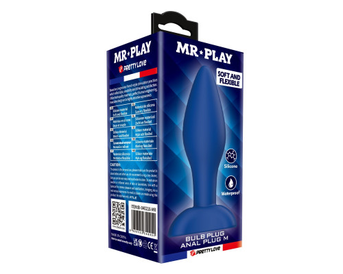 Синяя анальная пробка Bulb Plug - 10,5 см.