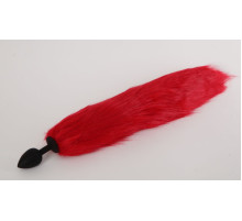 Силиконовая анальная пробка с длинным красным хвостом  Красная лиса