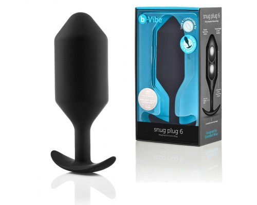 Черная анальная пробка для ношения B-vibe Snug Plug 6 - 17 см.
