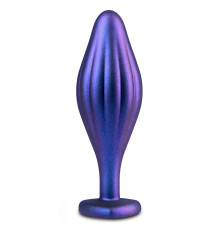 Фиолетовая анальная пробка с кристаллом-сердцем Matrix Wavy Bling Plug - 11,4 см.