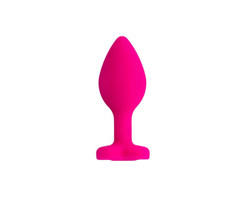 Розовая анальная втулка Diamond Heart с прозрачным кристаллом - 7 см.