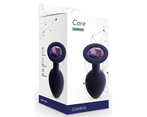 Черничная анальная пробка с фиолетовым кристаллом Gamma M - 8,1 см.