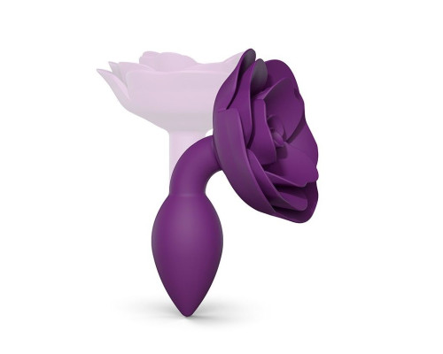 Фиолетовая анальная пробка с ограничителем-розой Open Rose Size S Butt Plug