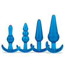 Тренировочный набор из 4 голубых анальных плагов Anal Training Set