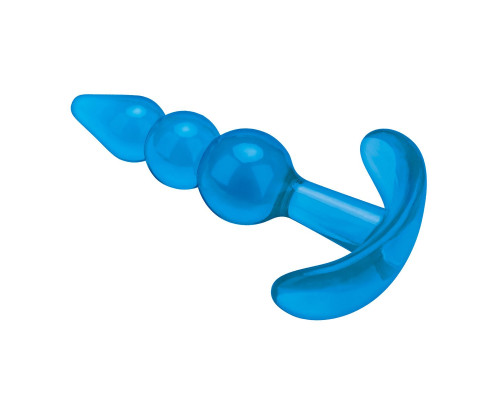 Голубой анальный плаг Beginners Beaded Plug - 9,5 см.