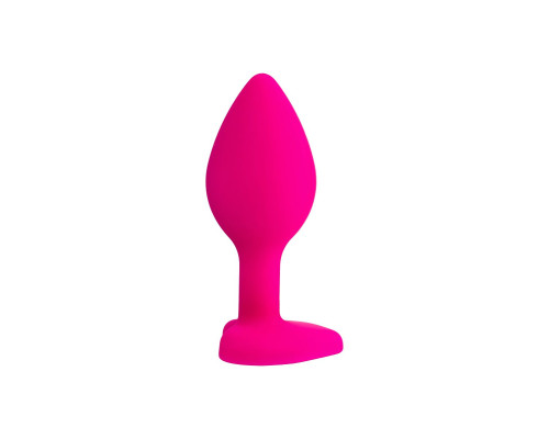 Розовая анальная втулка Diamond Heart с прозрачным кристаллом - 7 см.