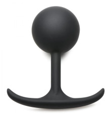 Черная анальная пробка с утяжелением Comfort Plugs Premium Silicone 4.7’’ Weighted Round Plug - 12 см.