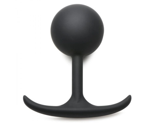 Черная анальная пробка с утяжелением Comfort Plugs Premium Silicone 4.7’’ Weighted Round Plug - 12 см.