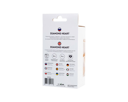 Фиолетовая анальная втулка Diamond Heart с прозрачным кристаллом - 7 см.