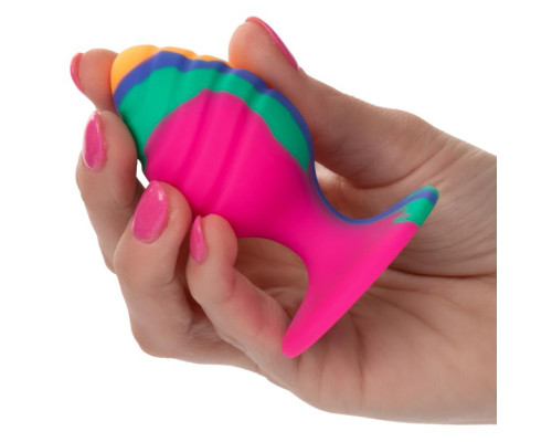 Яркая анальная пробка Cheeky Medium Swirl Tie-Dye Plug - 7,5 см.