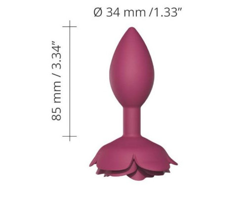 Сливовая анальная пробка с ограничителем-розой Open Rose Size M Butt Plug