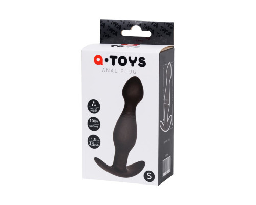 Черная силиконовая анальная пробка с ограничителем - 11,5 см.