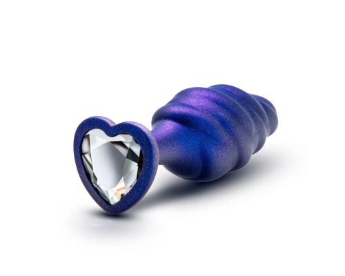 Фиолетовая анальная пробка с кристаллом-сердцем Matrix Bumped Bling Plug - 11,4 см.