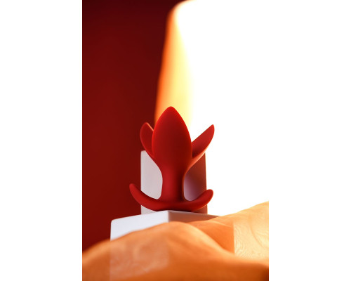 Красная силиконовая расширяющая анальная пробка Flower - 9 см.