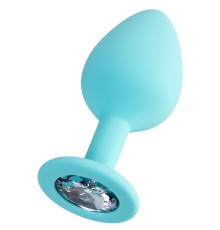 Мятная анальная втулка Brilliant с прозрачным кристаллом - 8 см.