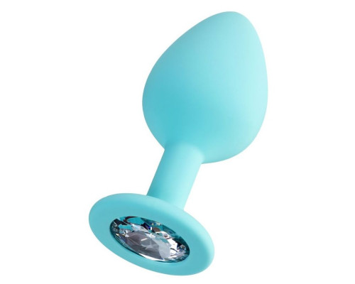 Мятная анальная втулка Brilliant с прозрачным кристаллом - 8 см.