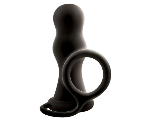 Черная анальная пробка с эрекционным кольцом Renegade Pop   Lock Rambo