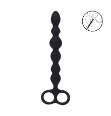 Черная анальная цепочка Beaded Silicone Anal Probe with Double Loop - 24 см.