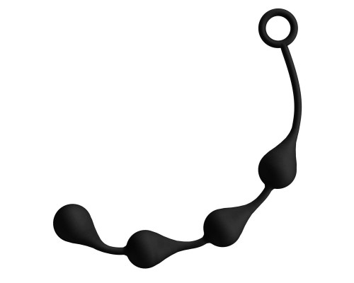 Чёрная анальная цепочка из 4 каплевидных шариков - 34 см.