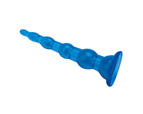 Голубая анальная елочка на присоске Anal Beads With Suction Base - 17,1 см.