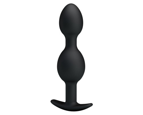 Чёрные анальные шарики из силикона - 12,5 см.
