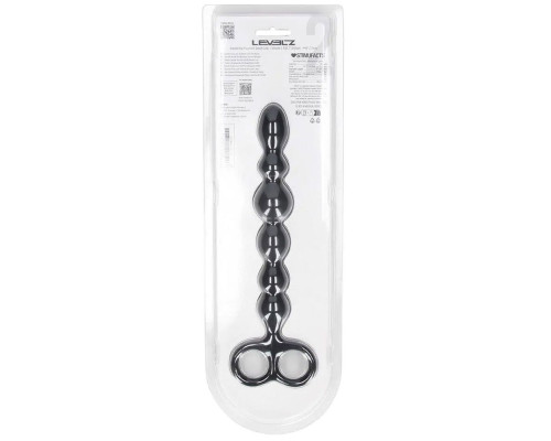 Черная анальная цепочка Beaded Silicone Anal Probe with Double Loop - 24 см.