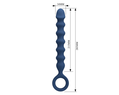 Синяя анальная цепочка - 28,5 см.