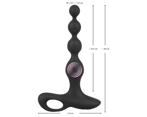 Черная анальная цепочка с вибрацией Rechargeable Anal Beads - 20 см.