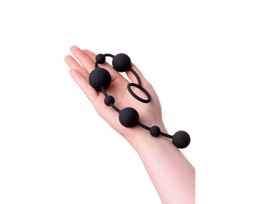 Черная анальная цепочка A-toys с шариками - 35,9 см.