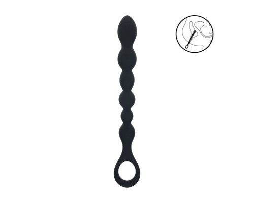 Черная силиконовая цепочка Beaded Snake Silicone Anal Probe with Loop - 26 см.