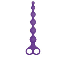 Фиолетовая анальная цепочка 8 Inch Ribbed Silicone Anal Beads - 26 см.