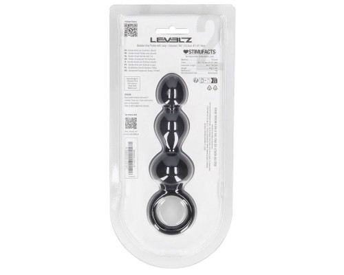 Черная анальная елочка Beaded Silicone Anal Probe with Loop