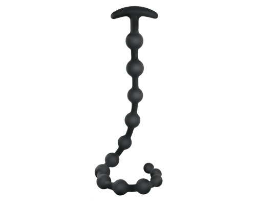Черная анальная цепочка Ribbed Silicone Anal Beads - 48,3 см.