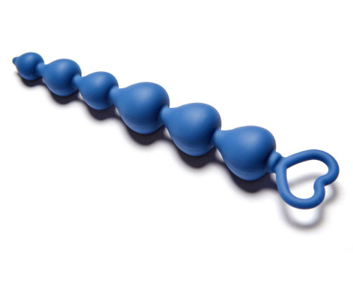 Синяя анальная цепочка Heart Ray - 17,5 см.